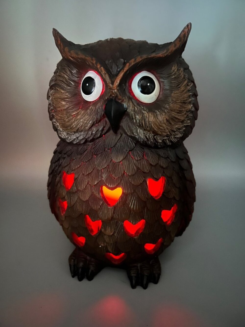 Colour Changing Owl 8" Tall Table Decor Inside or Outdoor Halloween Bird Scare - Picture 11 of 16